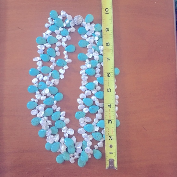 FRESH WATER PEARLS/TURQUOISE NECKLACE/BRACELET - Picture 4 of 4